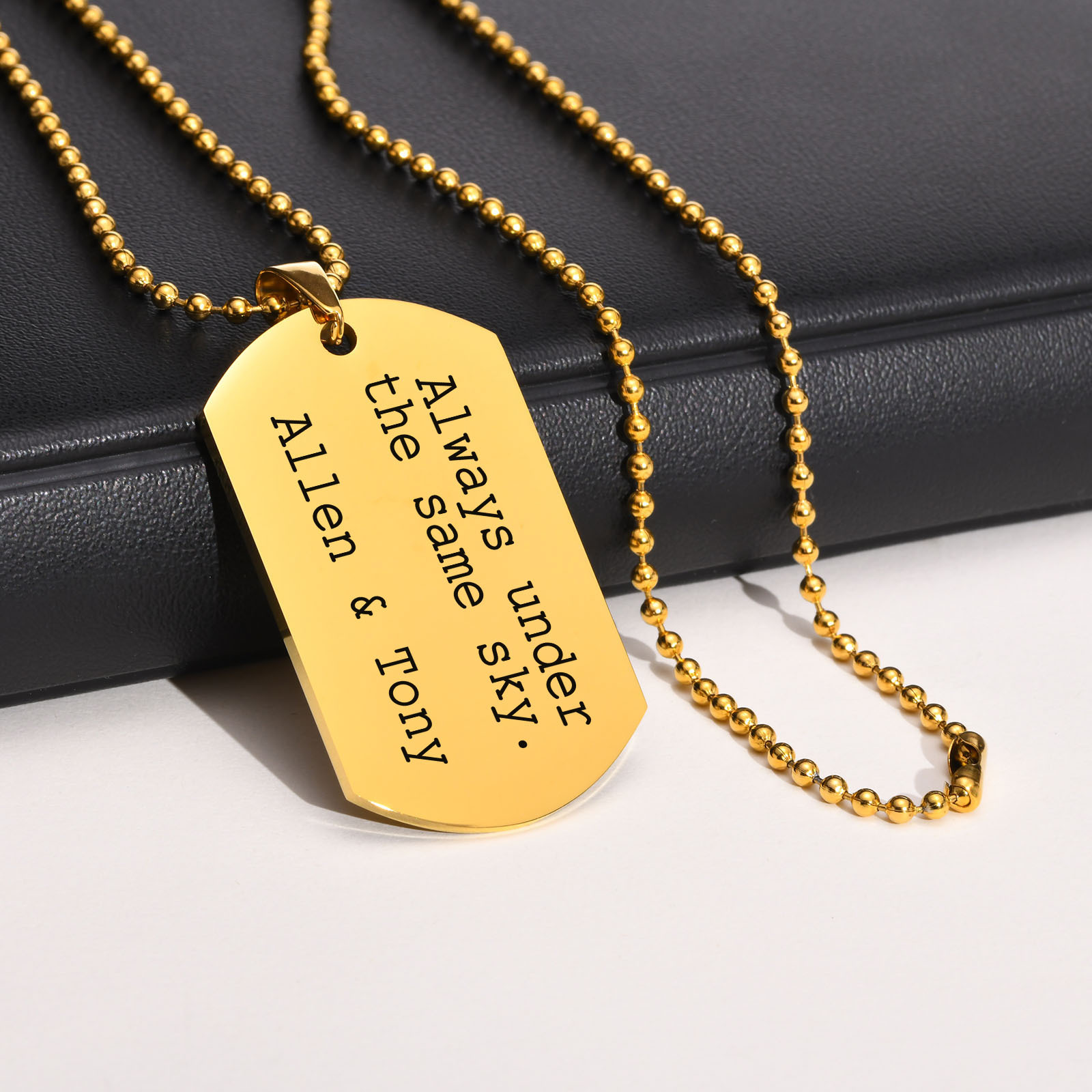 Mens Dog Tag Necklace - Mprainbow персонализированные Выгравированные мужские ожерелья, золотой