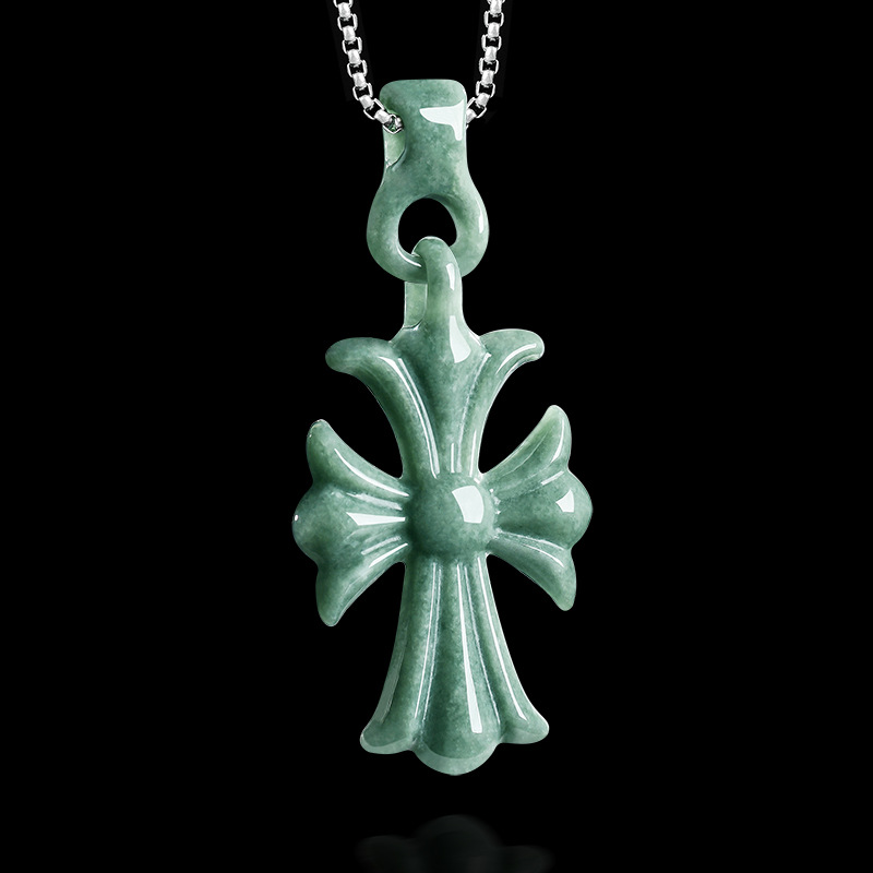 Luxury Gifts Jewelry & Watches Namfleg Mostar - Натуральный бирманский жадеитовый кулон-крест, ожерелье, дизайнерские