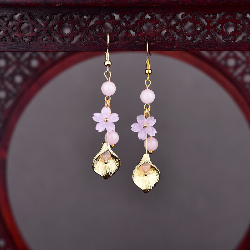 Luxury Gifts Jewelry & Watches Namfleg Mostar - Розовые серьги с цветком из натурального