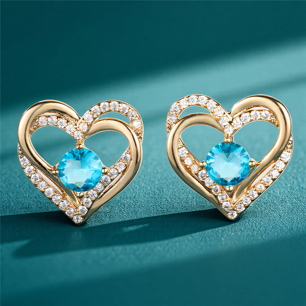 Opal Earrings Dangle - Маленькие серьги-гвоздики в форме сердца с