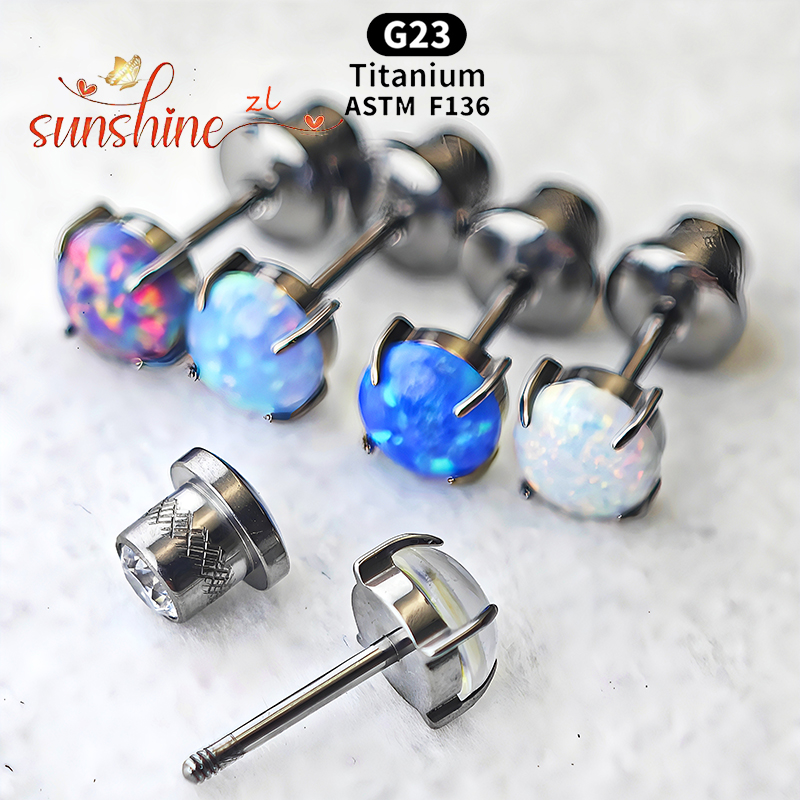 Opal Earrings Dangle - 2 шт. ASTM F136 титановый опал