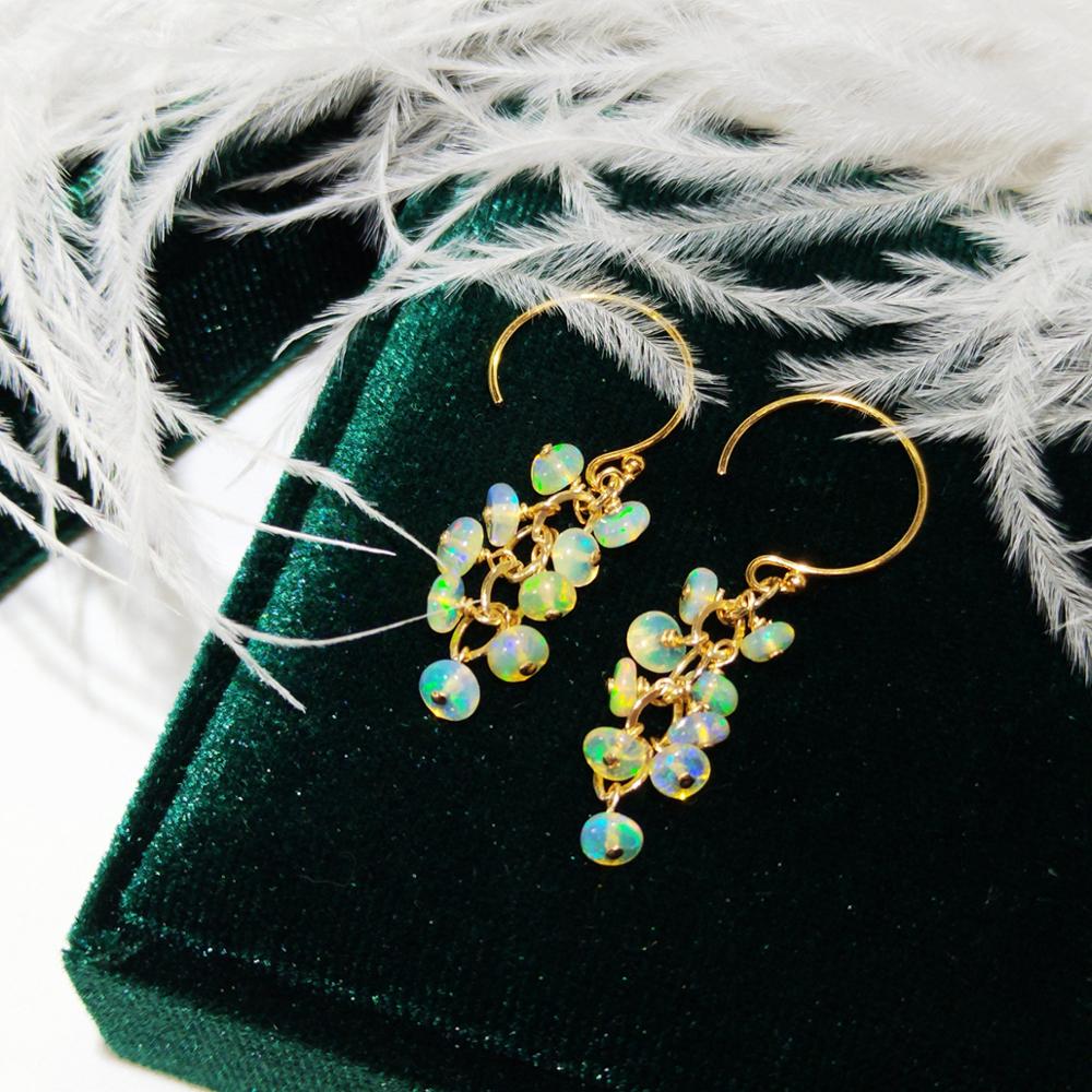 Opal Earrings Dangle - Lii Ji натуральный эфиопийский опал 14K