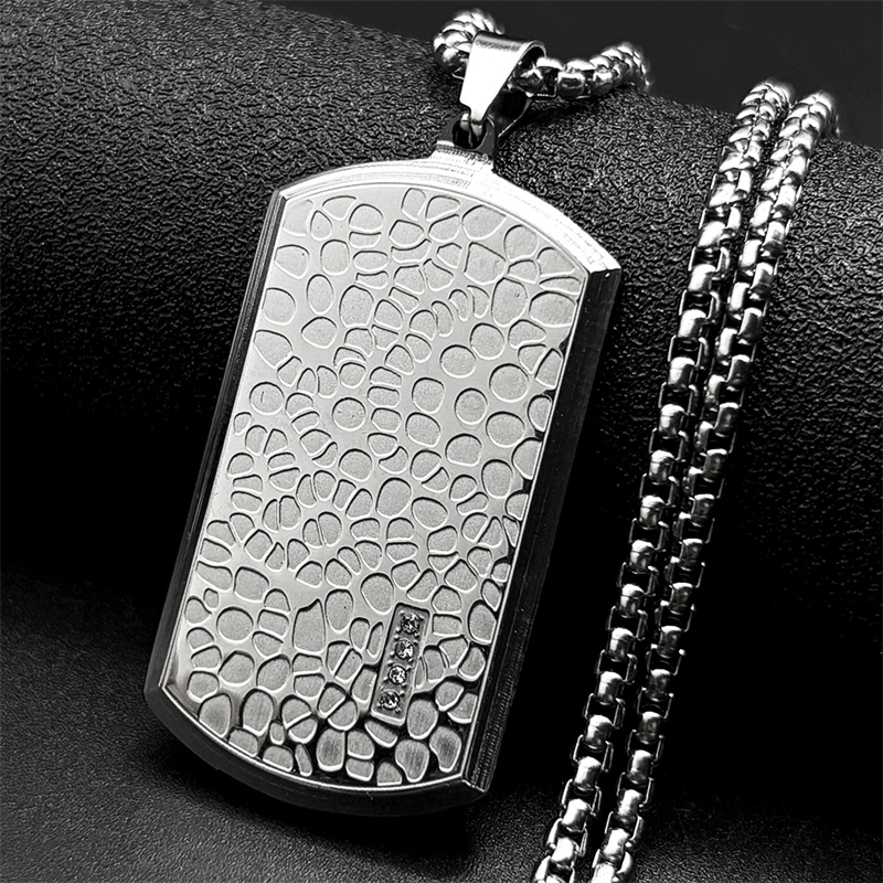 Mens Dog Tag Necklace - Ретро ожерелье из нержавеющей стали с