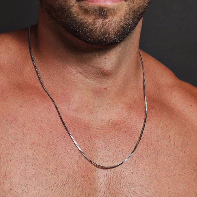 Mens Dog Tag Necklace - Тонкое цепное ожерелье 1/2/3 мм для