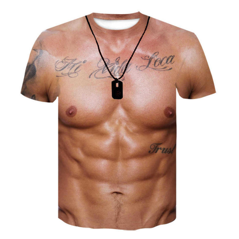 Mens Dog Tag Necklace - Мужская забавная футболка с 3D-принтом имитации