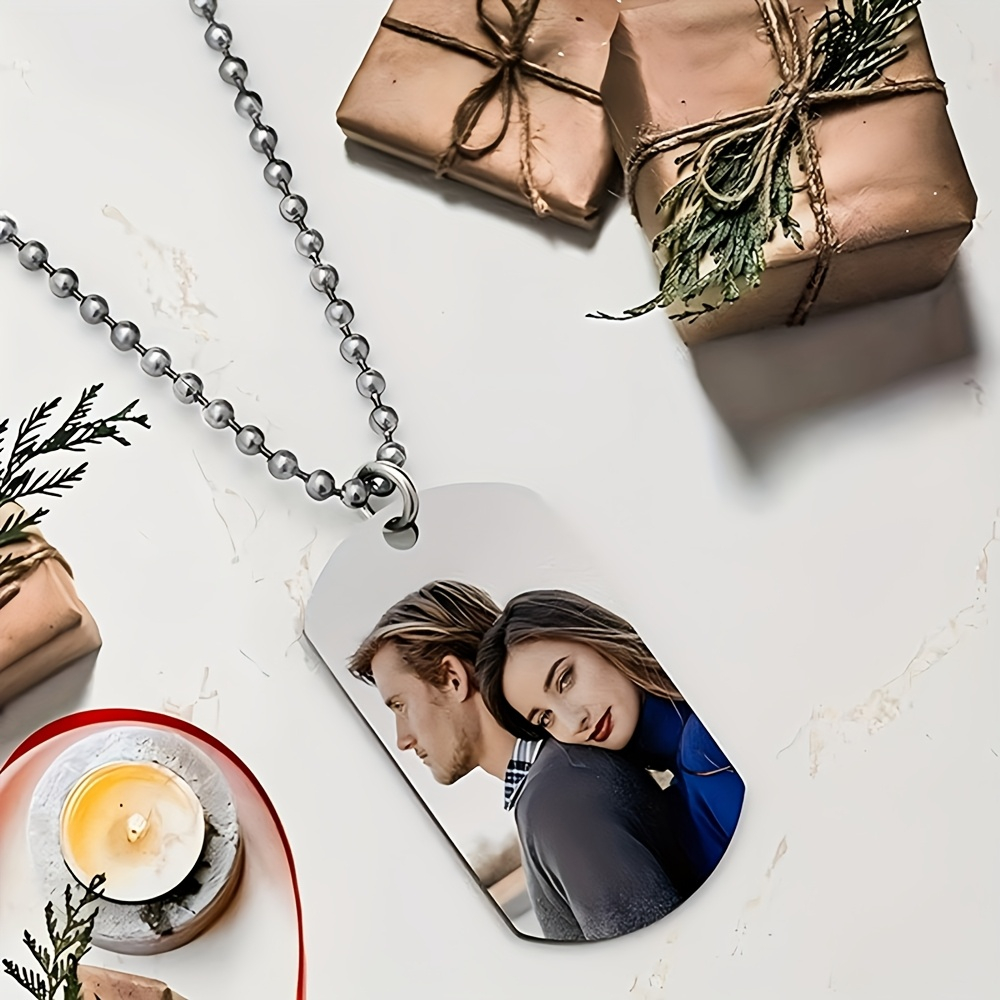 Mens Dog Tag Necklace - Персонализированное мужское ожерелье с подвеской, двустороннее