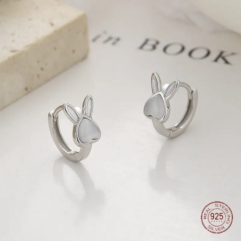 Opal Earrings Dangle - Серьги-кольца из стерлингового серебра 925 пробы