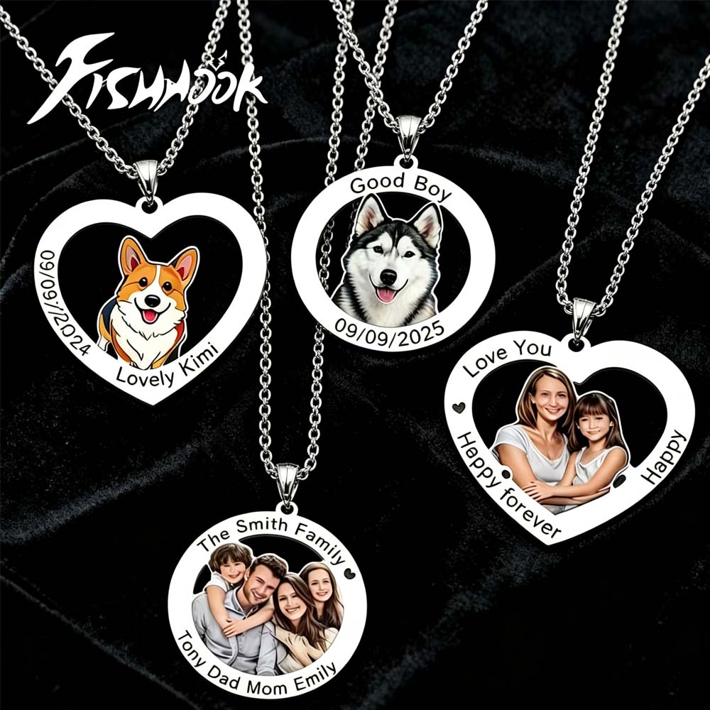 Mens Dog Tag Necklace - Ожерелье с фотографией, персонализированный подарок на