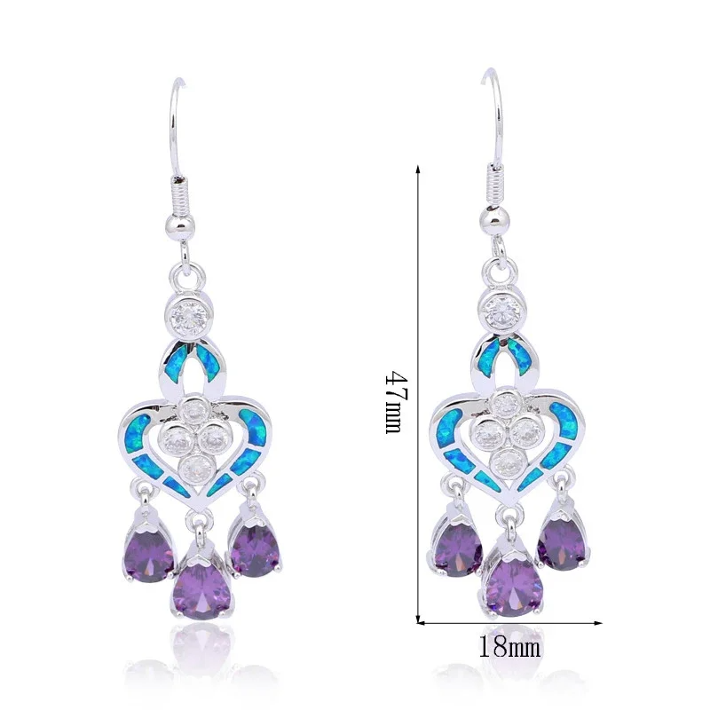 Серьги в форме сердца с синим  – обзор и цена Opal Earrings Dangle